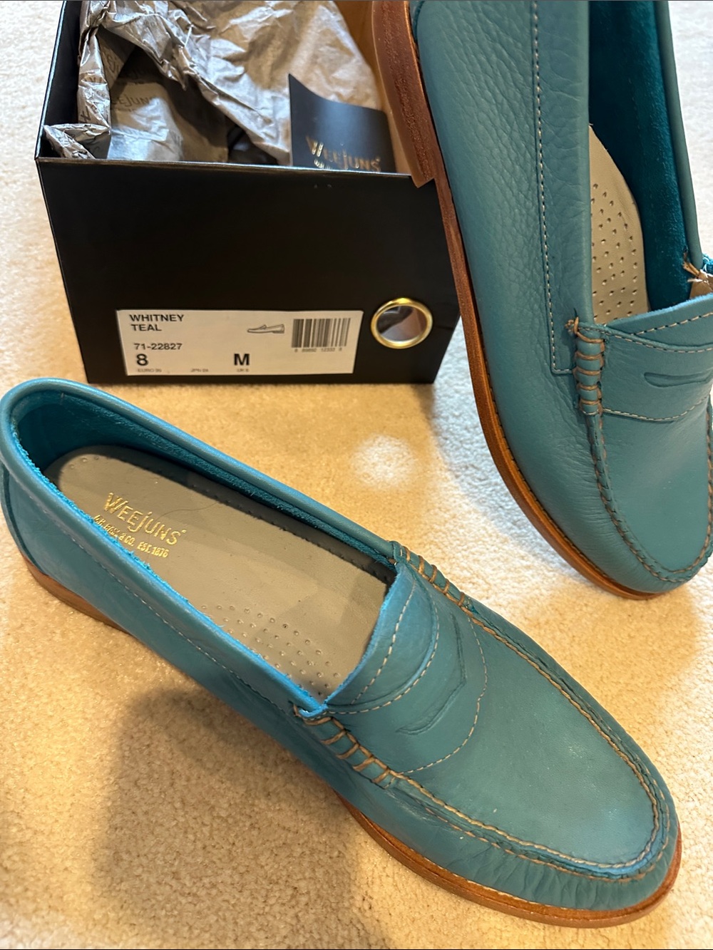 New G.H. Bass Weejuns Whitney Leather Loafers in Teal